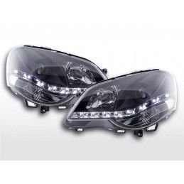 Phare Daylight LED look DRL VW Polo type 9N3 05-09 noir pour conduite à droite, Polo IV 9N/9N3 01-09