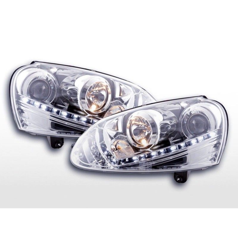 Phare Daylight LED Feux de jour LED VW Golf 5 type 1K 03-08 chrome pour conduite à droite, Golf 5