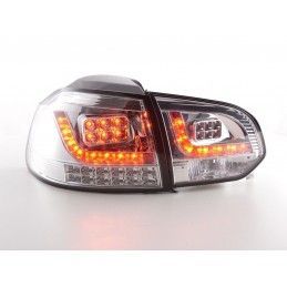 Set feux arrières LED VW Golf 6 type 1K 2008-2012 chromé avec clignotants LED pour conduite à droite, Golf 6