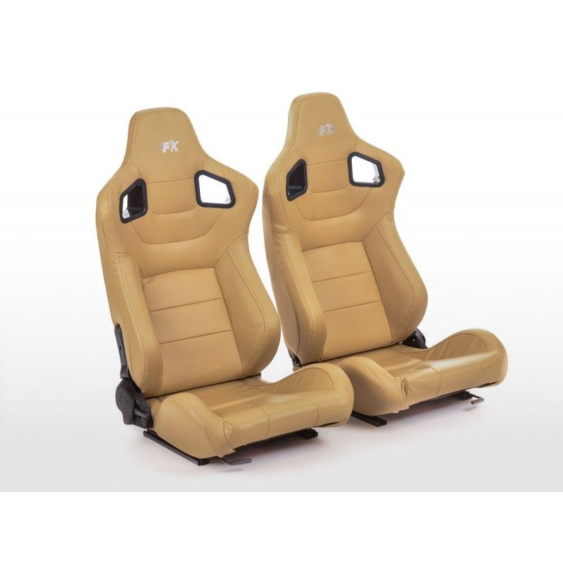 Sièges sport FK Sièges demi-coque pour voiture Set Stuttgart simili cuir beige, Nouveaux produits fk