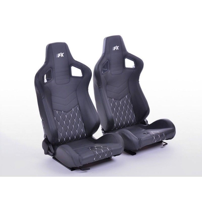 Sièges sport FK Sièges auto demi-coque Set Stuttgart cuir artificiel noir, Nouveaux produits fk