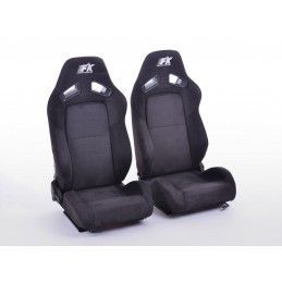 Sièges sport FK Sièges demi-coque de voiture Set Leipzig suède cuir synthétique noir, Nouveaux produits fk