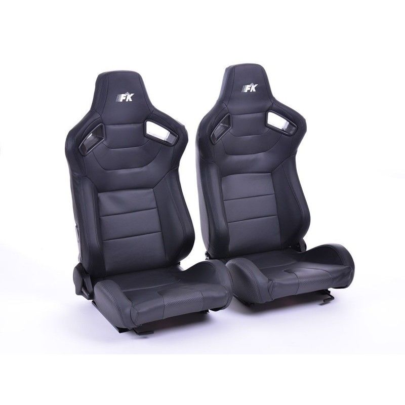 Sièges sport FK Sièges auto demi-coque en cuir synthétique Brême aspect carbone noir, Nouveaux produits fk