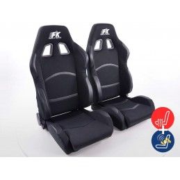 Sièges sport FK Sièges demi-coque auto Set tissu Cyberstar noir avec siège chauffant et massage, Nouveaux produits fk