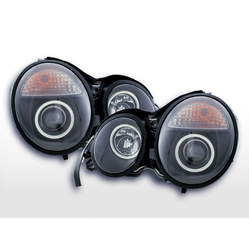 Jeu de phares Mercedes Classe E type W210 95-98 noir pour conduite à droite, Classe E W210 Jeu de phares Mercedes Classe E type W210 95-98 noir pour conduite à droite, Classe E W210