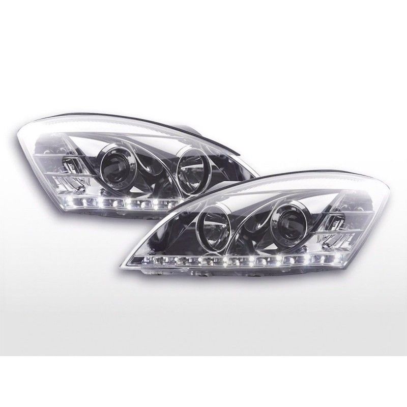 Jeu de phares Daylight LED DRL look Kia cee'd 5 portes. Type ED 06-09 chromé, Eclairage Kia