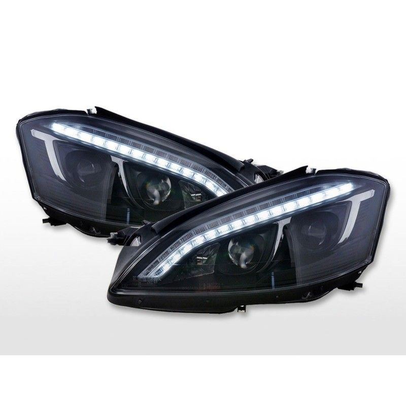 Phare Daylight LED DRL look Mercedes-Benz Classe S (221) 05-09 noir, Eclairage Mercedes