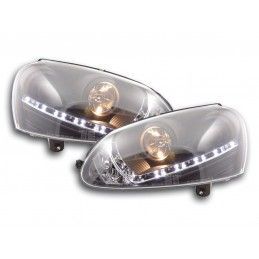 Phare Daylight LED look DRL VW Golf 5 type 1K 03-08 noir pour conduite à droite, Eclairage Volkswagen