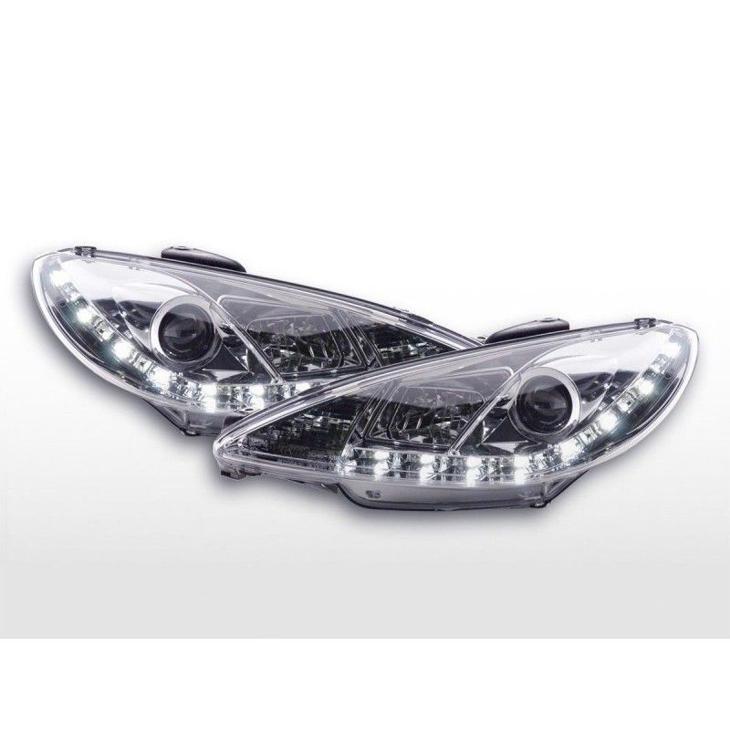 Phare Daylight LED feux de jour Peugeot 206 type S16 98- chrome, Eclairage Peugeot