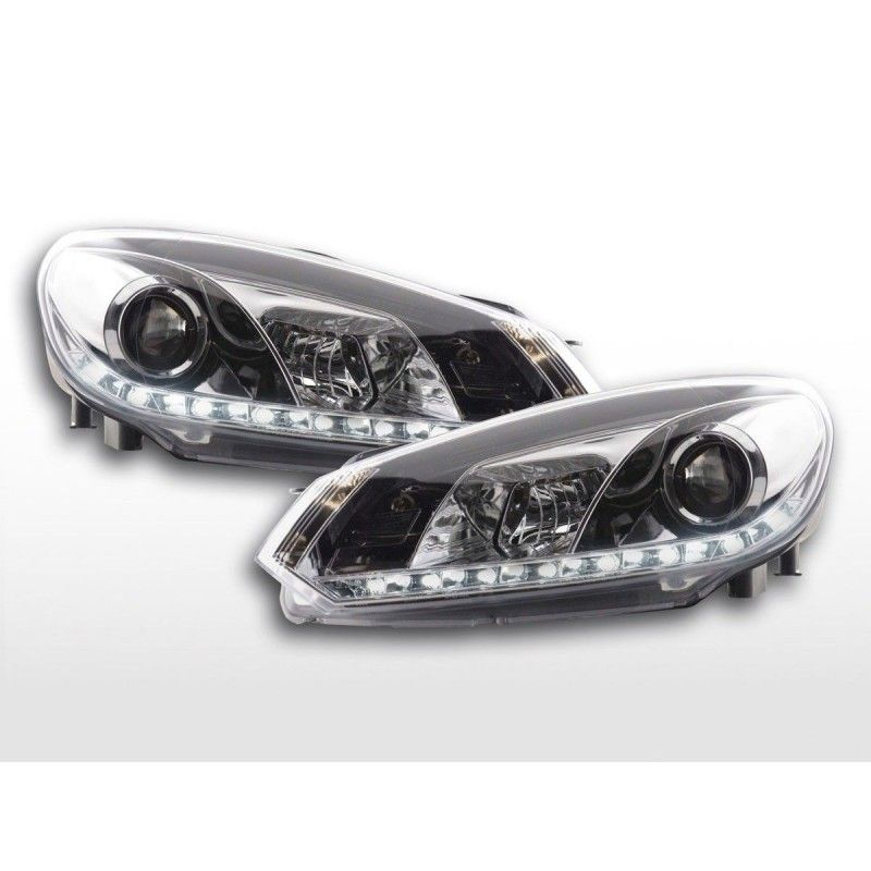 Phare Daylight LED feux de jour VW Golf 6 type 1K 08- chrome, Eclairage Volkswagen