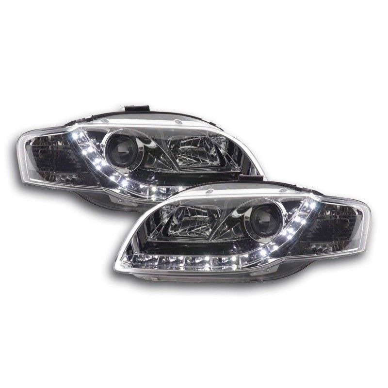 Phare Daylight LED DRL look Audi A4 type 8E 05-07 chrome, Eclairage Audi