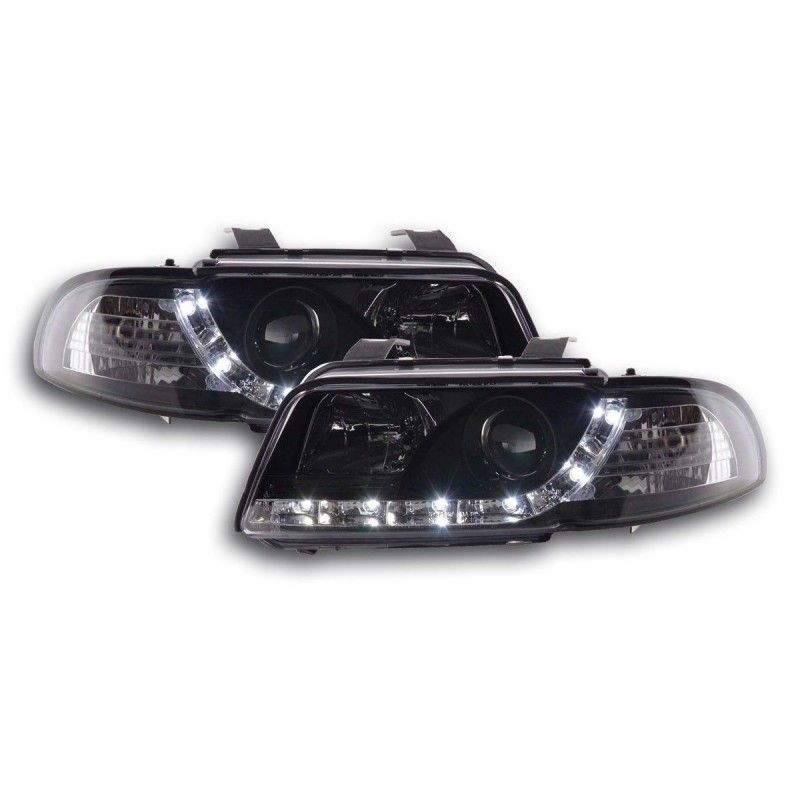 Phare Daylight LED DRL look Audi A4 type B5 95-99 noir, Eclairage Audi