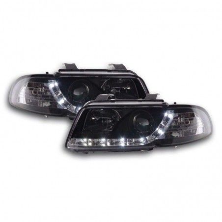 Phare Daylight LED DRL look Audi A4 type B5 95-99 noir, Eclairage Audi