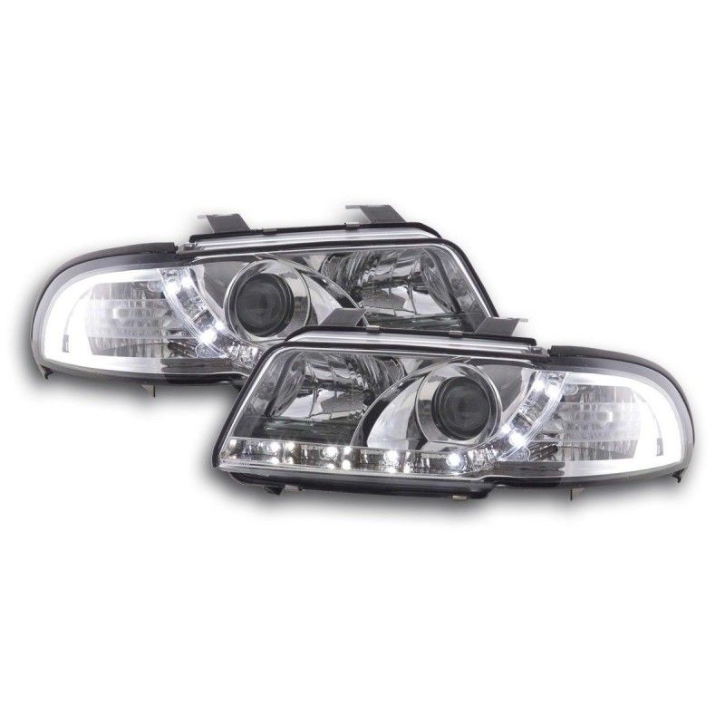 Phare Daylight LED DRL look Audi A4 type B5 99-01 chrome, Eclairage Audi