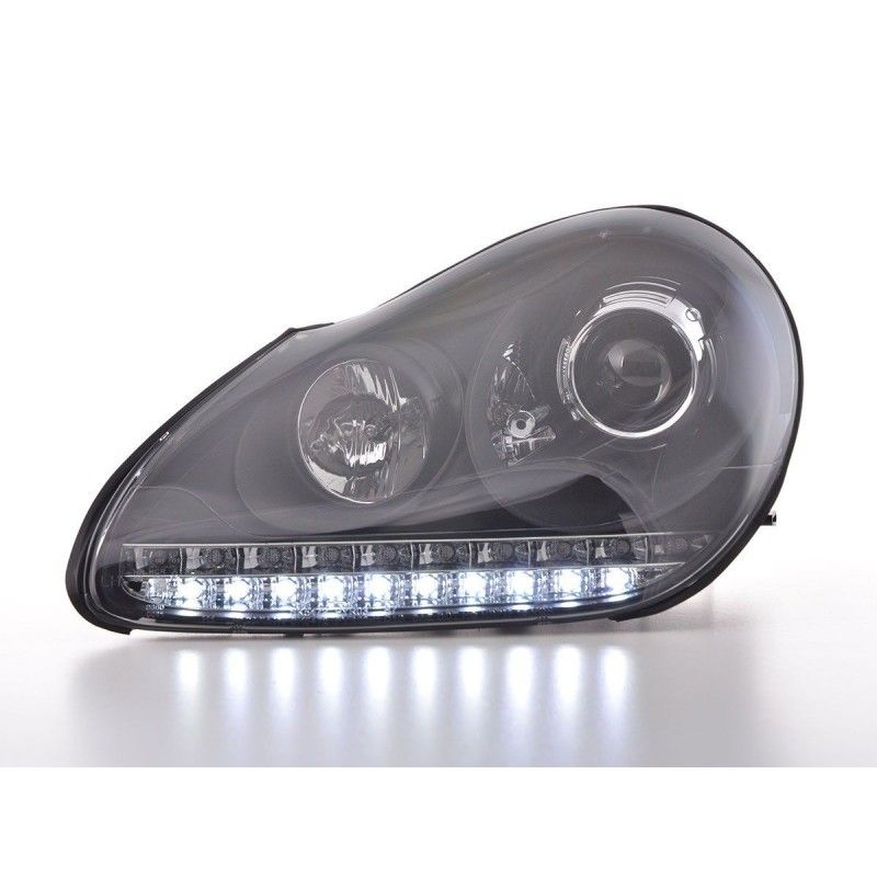 Phare avant Xenon Daylight LED DRL look Porsche Cayenne 03-07 noir, Cayenne