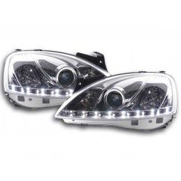 Phare Daylight LED DRL look Opel Corsa C 01-06 chrome, Eclairage Opel