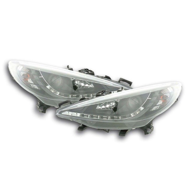 Phare Daylight LED DRL look Peugeot 207 06- noir, Eclairage Peugeot