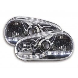 Phare Daylight LED DRL look VW Golf 4 type 1J 98-03 chrome, Eclairage Volkswagen
