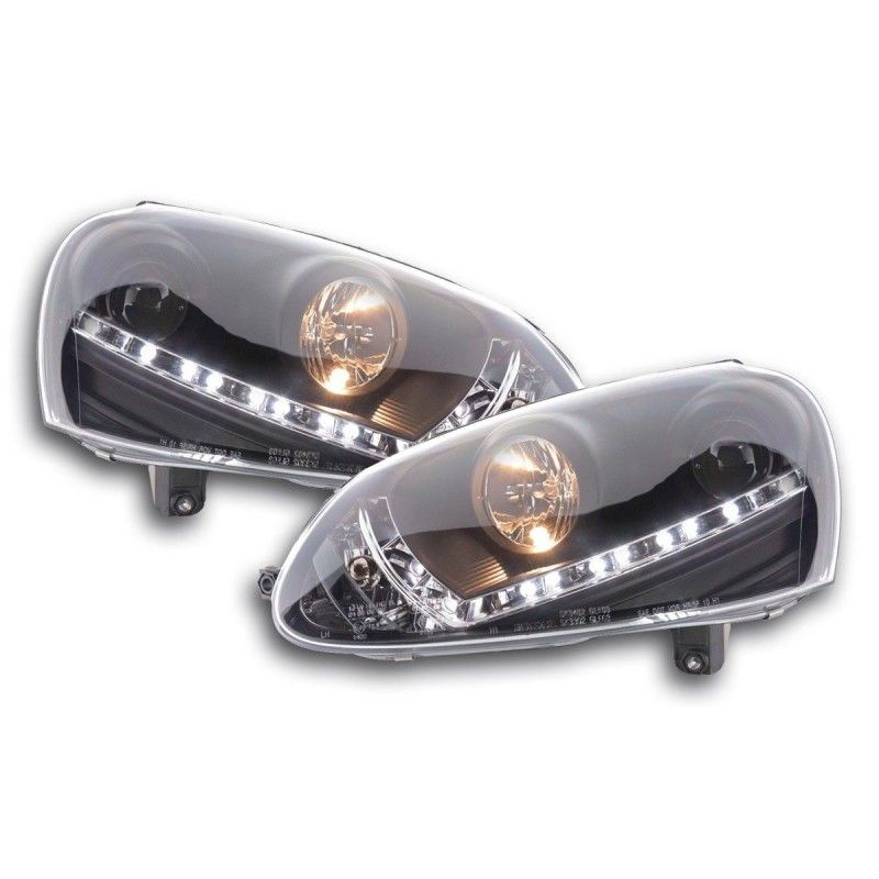 Phare Daylight LED DRL look VW Golf 5 type 1K 03-08 noir, Eclairage Volkswagen