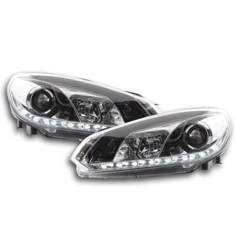 Phare Daylight LED feux de jour VW Golf 6 type 1K 08- chrome, Eclairage Volkswagen