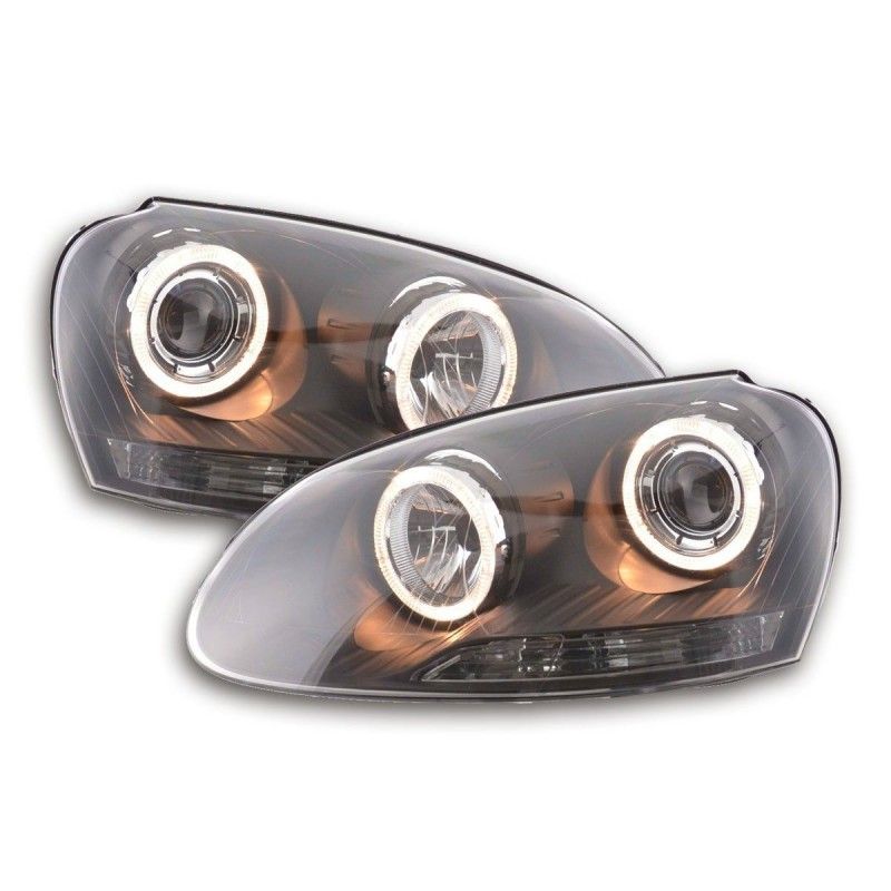 Phare Angel Eye VW Golf 5 type 1K 03-08 noir, Eclairage Volkswagen