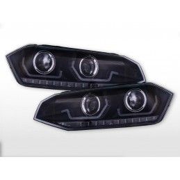 Jeu de phares feux diurnes LED VW Polo VI type AW année 17-21 noir, Eclairage Volkswagen