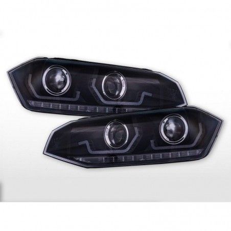 Jeu de phares feux diurnes LED VW Polo VI type AW année 17-21 noir, Eclairage Volkswagen
