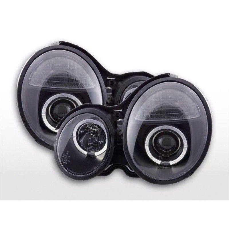 Phare Angel Eye Mercedes Classe E type W210 99-01 noir, Mercedes Phare Angel Eye Mercedes Classe E type W210 99-01 noir, Mercedes
