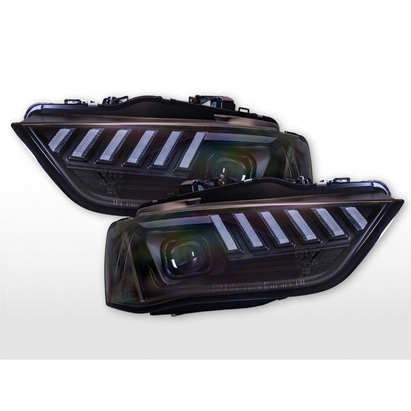 Jeu de phares halogènes feux de jour LED Audi A4 8K année 13-15 noir pour conduite à droite, Eclairage Audi Jeu de phares halogènes feux de jour LED Audi A4 8K année 13-15 noir pour conduite à droite, Eclairage Audi