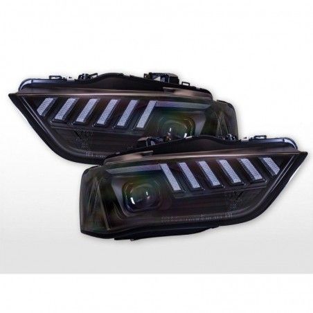 Jeu de phares halogènes feux de jour LED Audi A4 8K année 13-15 noir pour conduite à droite, Eclairage Audi