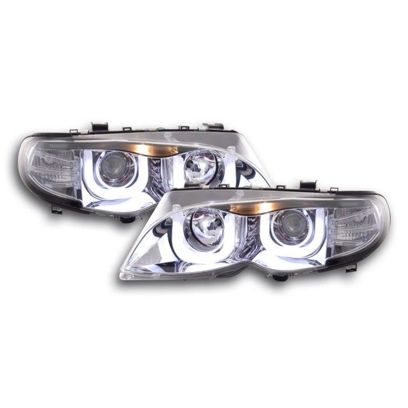 Phares Angel Eyes BMW 3er E46 Limo / Touring 02-05 chrome, Eclairage Bmw