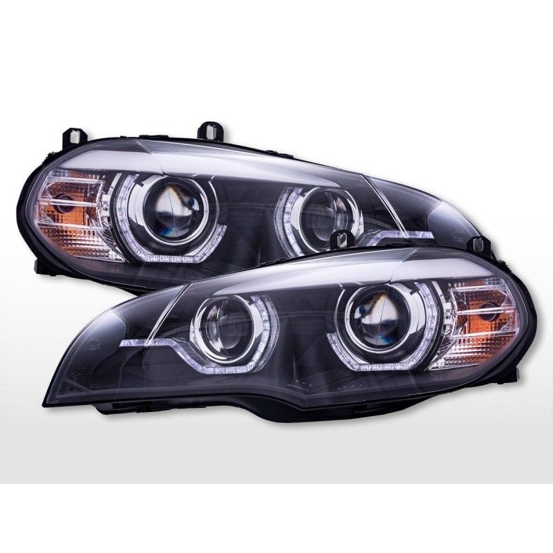 Phares diurnes avec feux de position LED BMW X5 E70 2008-2013 noir, Eclairage Bmw