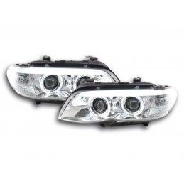 Phares Xenon Daylight LED look DRL BMW X5 E53 03-06 chrome, Eclairage Bmw