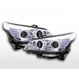 Phares xenon angel eyes CCFL BMW Série 5 E60 / E61 05-08 chrome, Eclairage Bmw