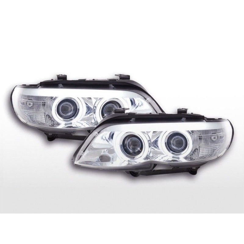 Phares avant Xenon Daylight CCFL DRL look BMW X5 E53 03-06 chrome, Eclairage Bmw