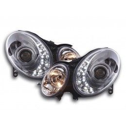 Phare Daylight LED DRL look Mercedes Classe E 211 02-06 chrome, Eclairage Mercedes