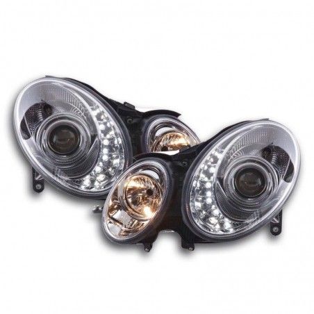 Phare Daylight LED DRL look Mercedes Classe E 211 02-06 chrome, Eclairage Mercedes