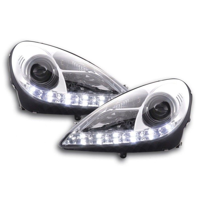 Phare Daylight LED DRL look Mercedes SLK 171 04-11 chrome, Eclairage Mercedes