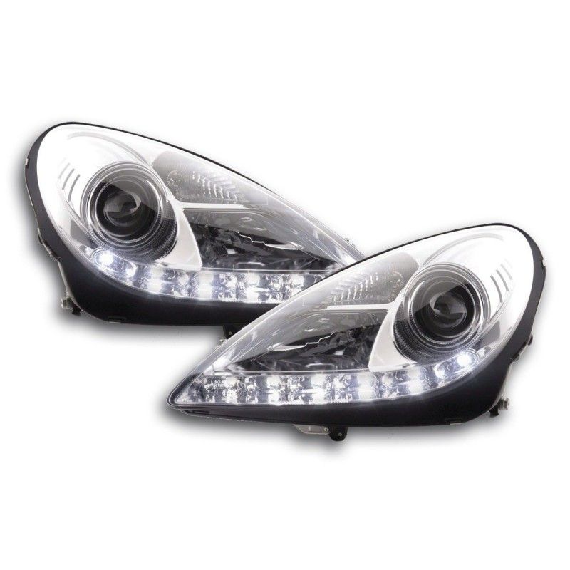 Phare Daylight LED DRL look Mercedes SLK R171 04-11 chrome, Eclairage Mercedes