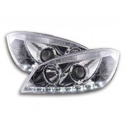 Phare Daylight LED DRL look Mercedes Classe C type W204 07-10 chrome, Eclairage Mercedes