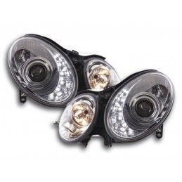 Phare Daylight LED DRL look Mercedes Classe E type W211 02-06 chrome, Eclairage Mercedes