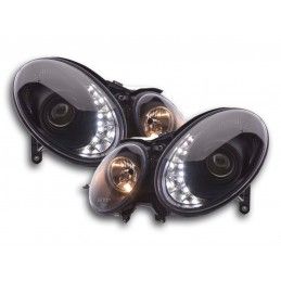 Phare Daylight LED DRL look Mercedes Classe E type W211 02-06 noir, Eclairage Mercedes