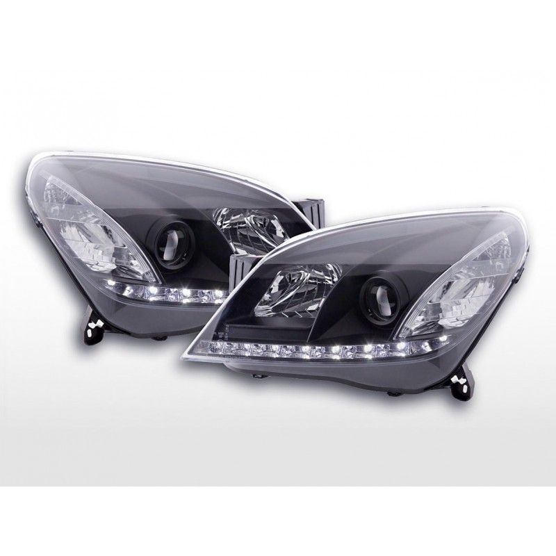 Phare Daylight à LED DRL look Opel Astra H 04-10 noir pour conduite à droite, Eclairage Opel