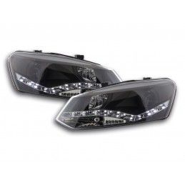 Phare Daylight LED DRL look VW Polo type 6R 2010- noir, Eclairage Volkswagen