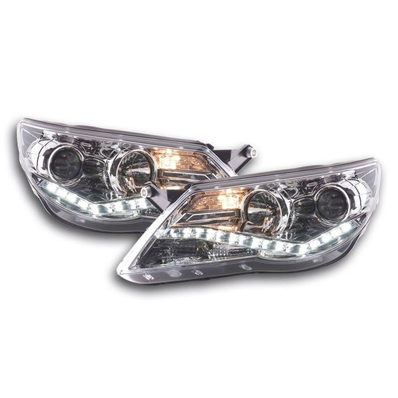 Phare Daylight LED DRL look VW Tiguan 07-11 chrome, Eclairage Volkswagen