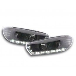 Phare Daylight LED look DRL VW Scirocco 3 Type 13 08- noir pour conduite à droite, Eclairage Volkswagen