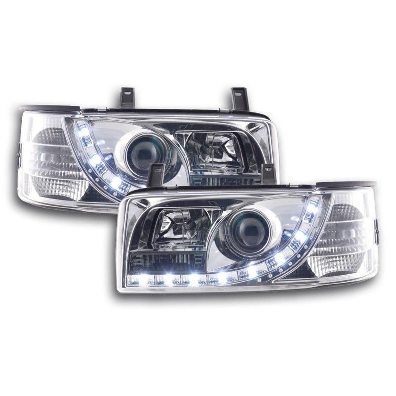 Phare Daylight LED look DRL VW Bus type T4 90-96 chromé pour conduite à droite, Eclairage Volkswagen