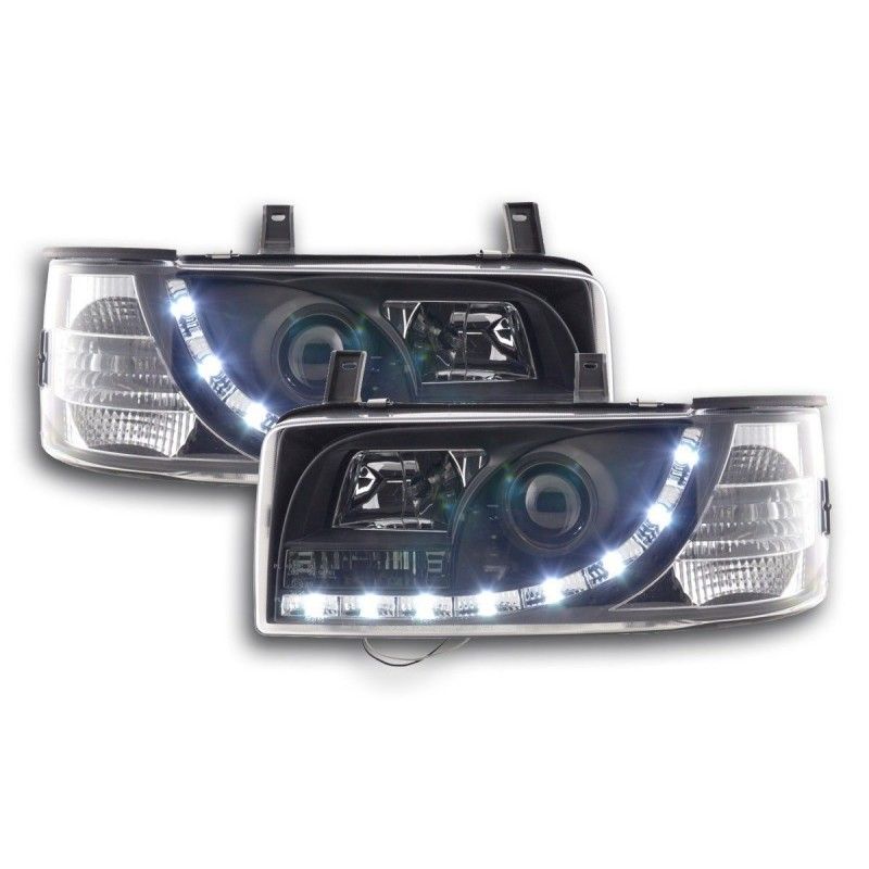 Phare Daylight LED look DRL Bus VW type T4 90-96 noir pour conduite à droite, Eclairage Volkswagen