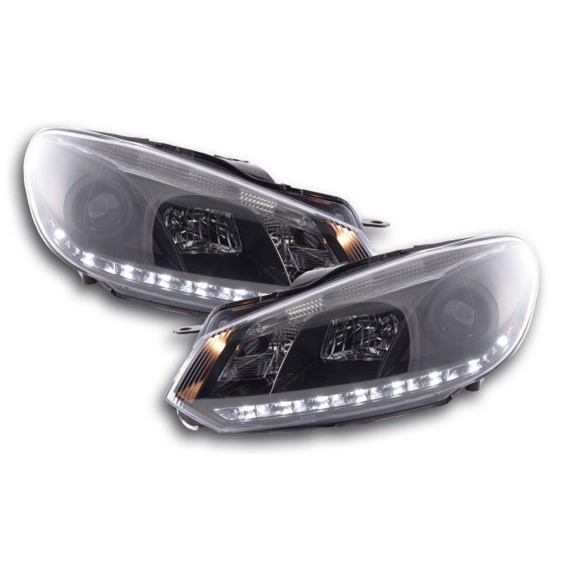 Phare Daylight LED feux diurnes VW Golf 6 type 1K 08- noir pour conduite à droite, Eclairage Volkswagen