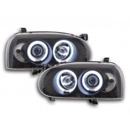 Phares Angel Eyes CCFL VW Golf 3 92-98 noir, Eclairage Volkswagen